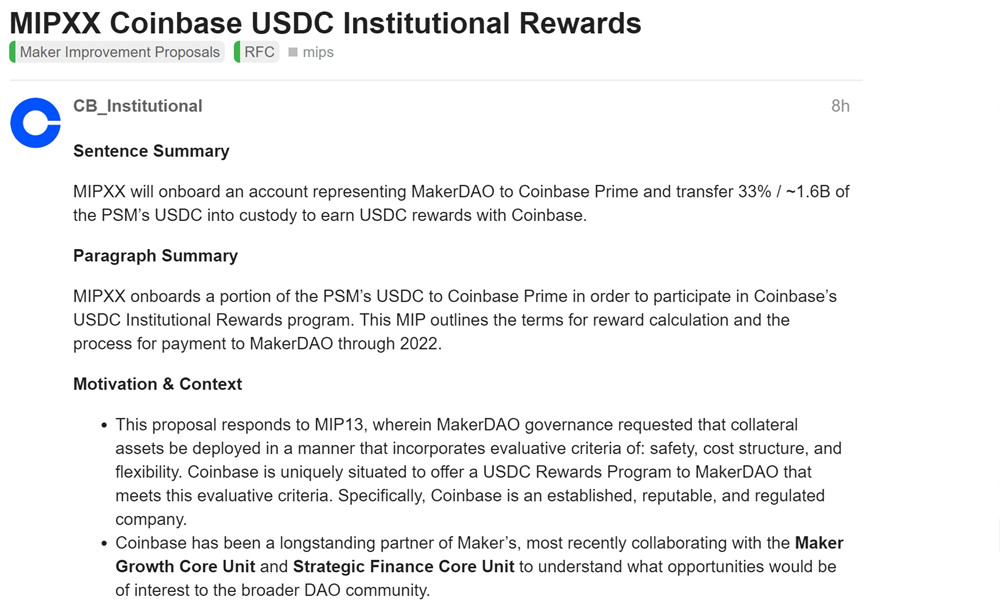 引激烈争论！Coinbase提案托管MakerDAO稳定模组中的USDC-第1张图片-欧易下载