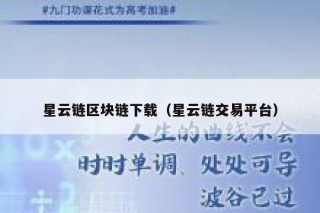 星云链区块链下载（星云链交易平台）