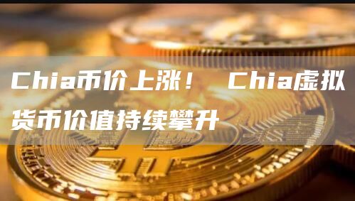 Chia币价上涨！ Chia虚拟货币价值持续攀升