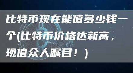 比特币现在能值多少钱一个 - 比特币价格达新高，现值众人瞩目！
