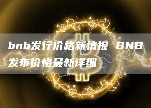 bnb发行价格新情报 BNB发布价格最新详细