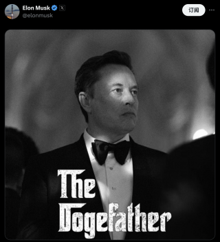 马斯克发布带有“Th Dogfathr”字样的个人肖像照片